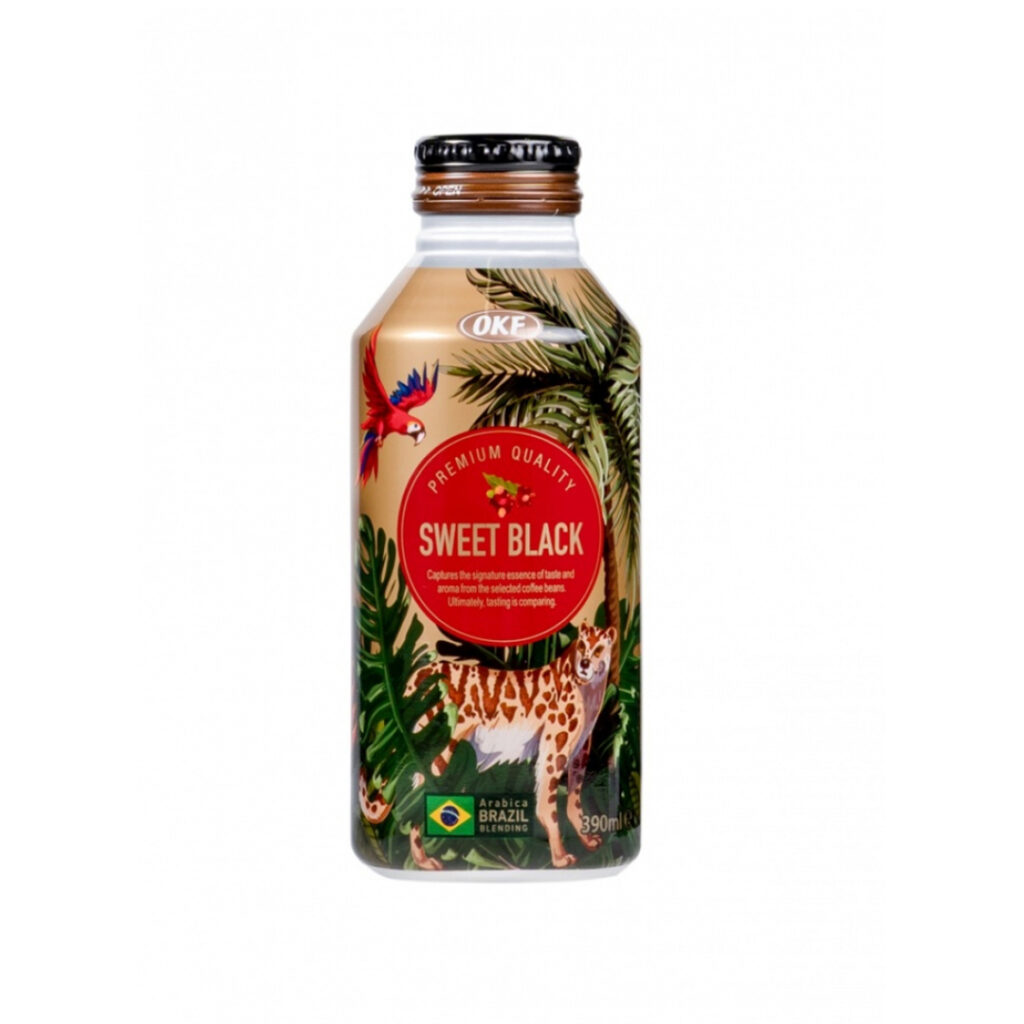 Напиток кофейный Черный кофе с сахаром Sweet Black Safari Coffee Story OKF, ж/б, 390 мл, Корея