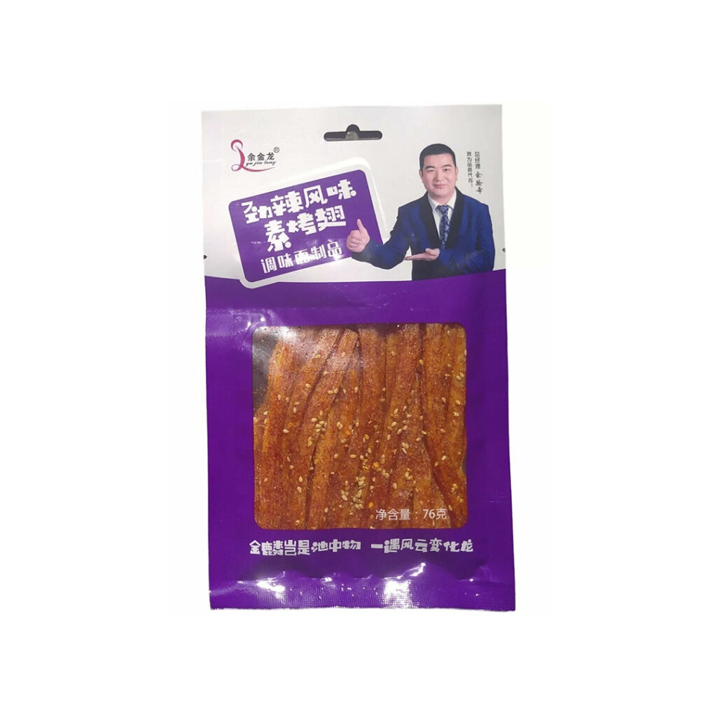Снэк из соевого мяса Брусочки со вкусом куриных крылышек Oh! My hot LYU JIN LONG, пакет, 76 гр,Китай