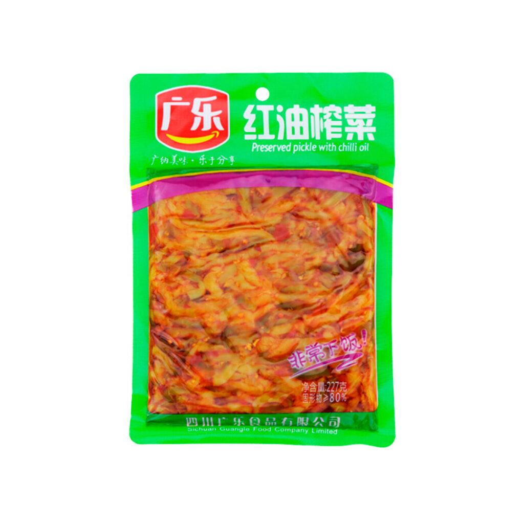 Салат из клубня горчицы HONG YOU ZHA CAI маринованный в красном масле, 180 гр