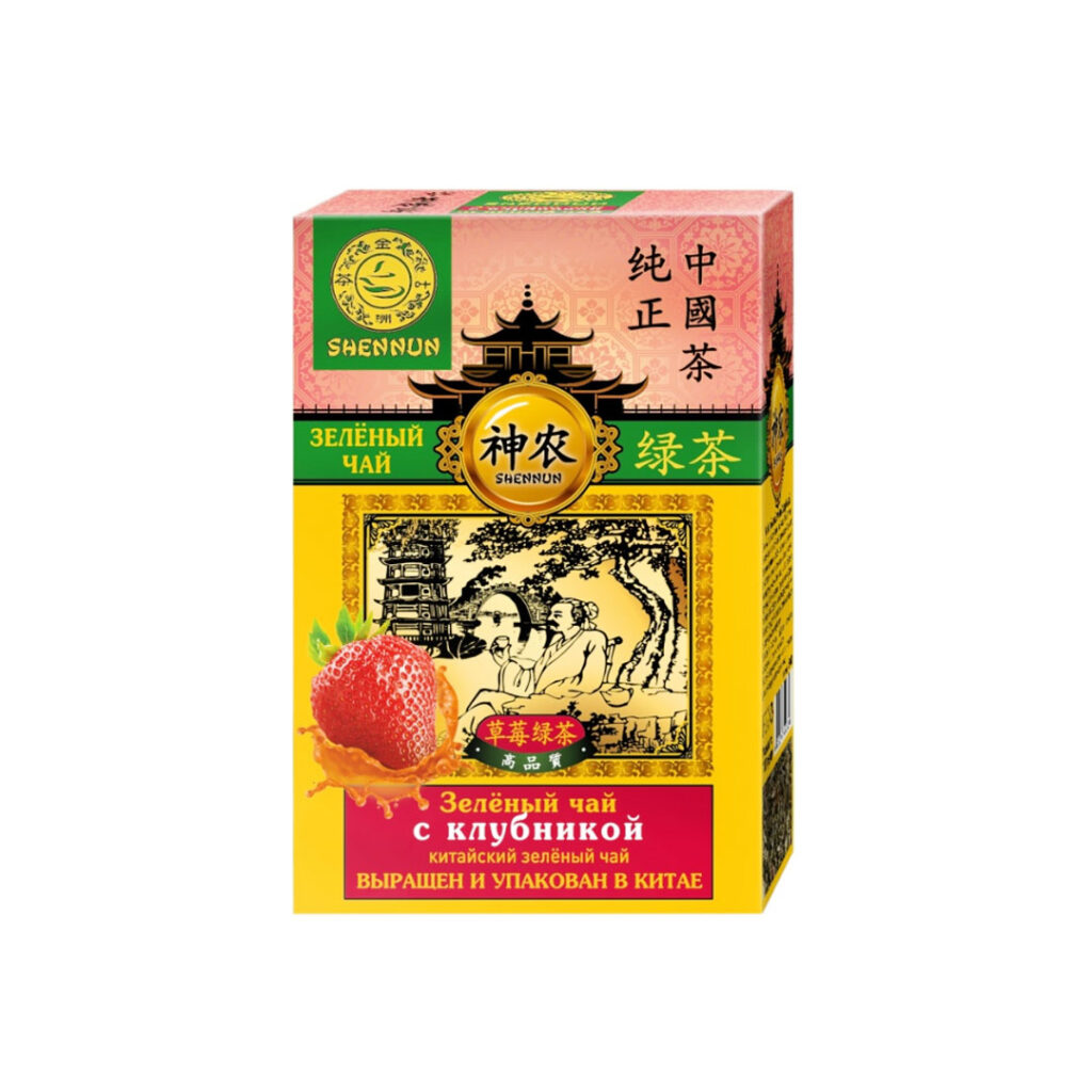Зеленый чай к/л SHENNUN с Клубникой, 100 гр