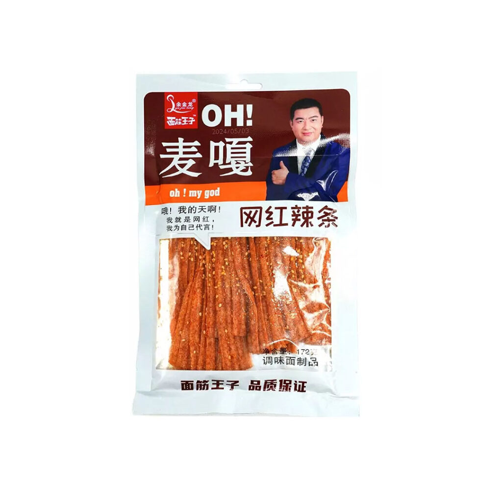 Снек пшеничный Lyu Jin Long Oh! My god полоски широкие с кунжутом острые, 172 гр