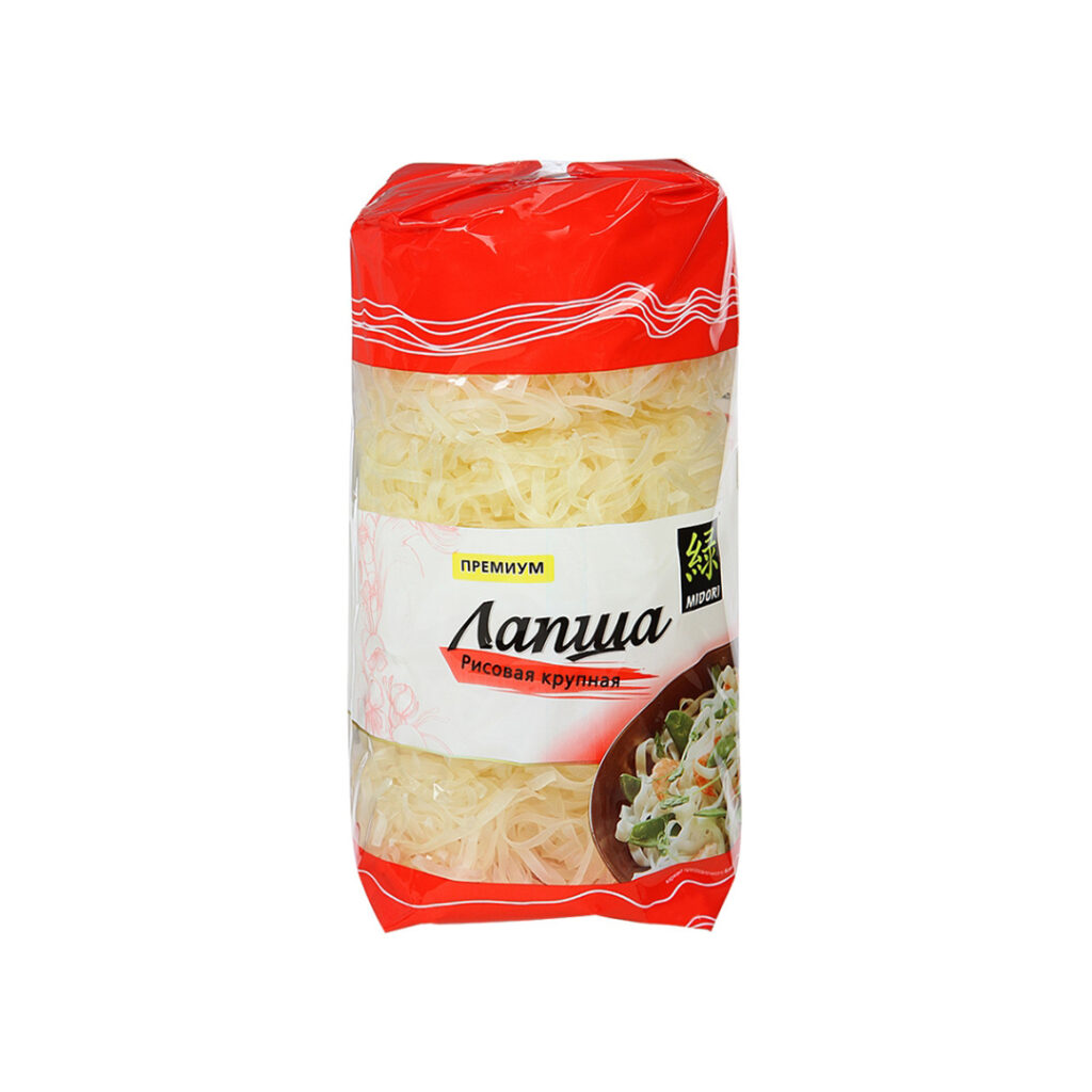 Лапша рисовая крупная MIDORI, пачка, 380 гр, 20 шт/кор, Китай
