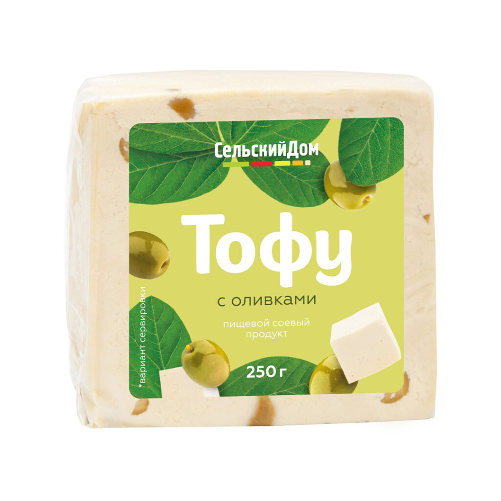 Тофу твердый Сельский Дом с оливками, брикет, 250 гр