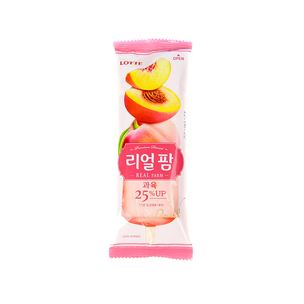 Мороженое Эскимо LOTTE Real Farm с кусочками персика, 85 гр