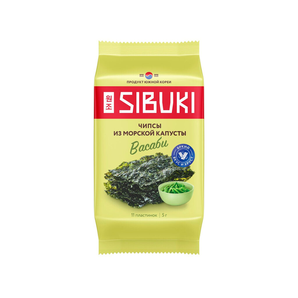 Чипсы из водорослей Sibuki Васаби, 5 гр