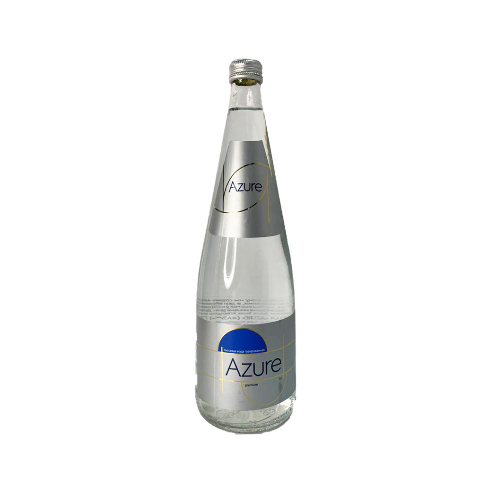 Вода питьевая газированная AZURE, ст/бут, 1 л, 6 шт/упак, Россия