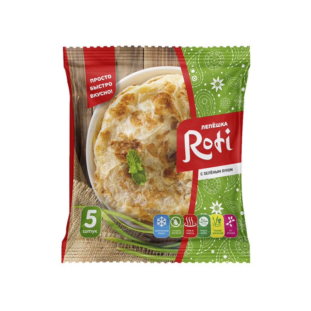 Лепешка Roti пшеничная с зеленым луком, 450 гр
