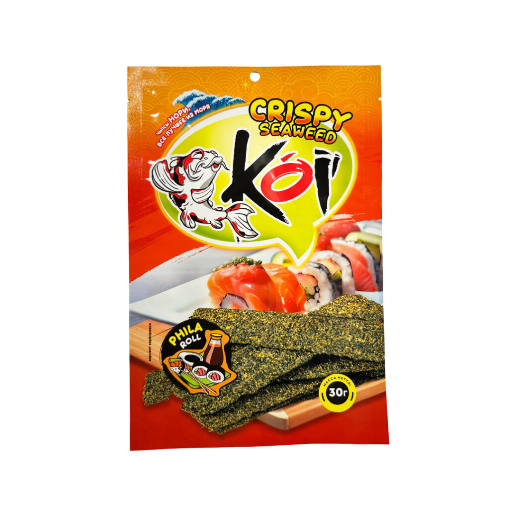 Чипсы из водорослей Филадельфия Crispy Seaweed KOIi, пачка, 30 гр, 48 шт/упак, Россия