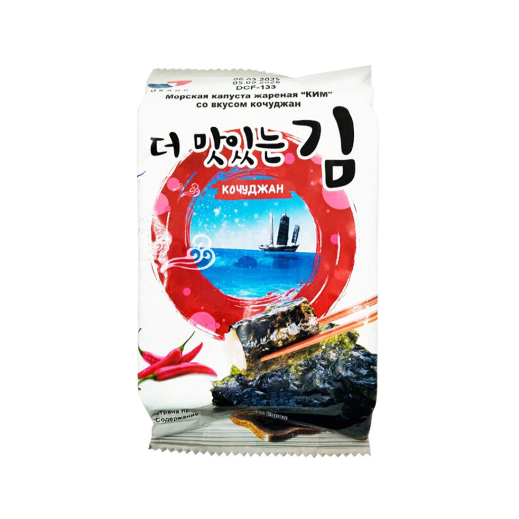 Чипсы из водорослей Морская капуста вкус Кочуджан VCA, упак, 5 гр, Корея