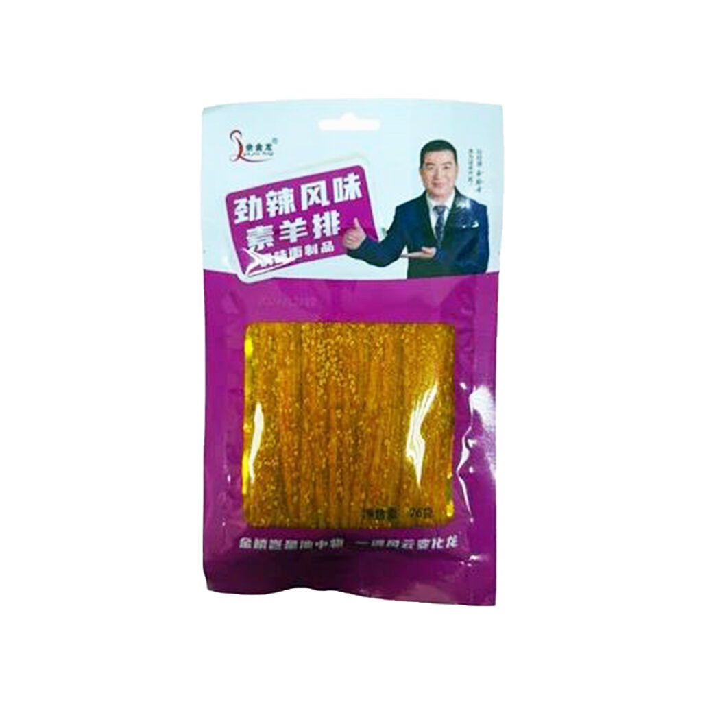Снэк из соевого мяса Полоски со вкусом бараньих ребрышек Oh! My hot LYU JIN LONG, пакет, 76 гр,Китай