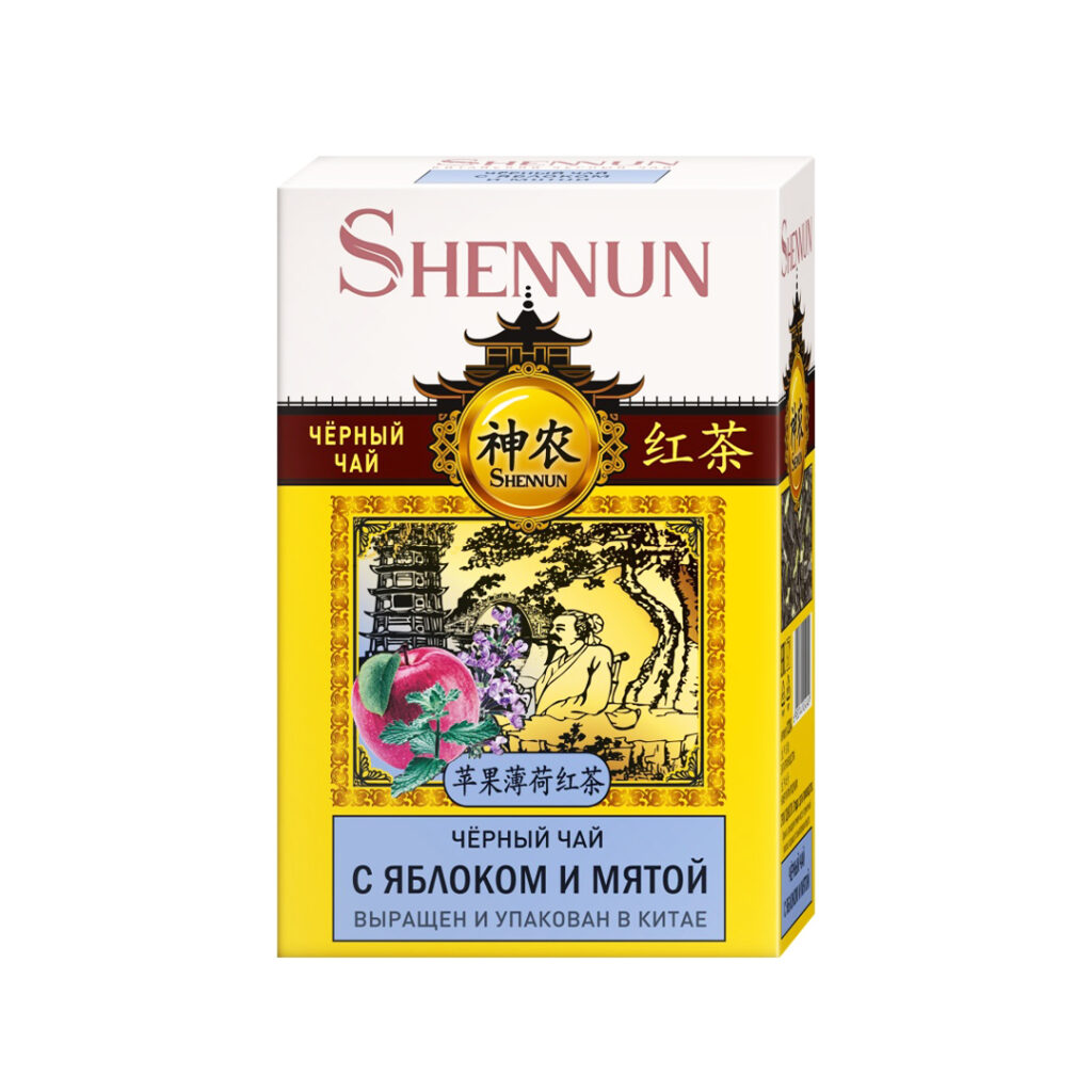 Чай черный к/л Мята и яблоко рассыпной SHENNUN, упак, 100 гр, 12 упак/кор, Китай