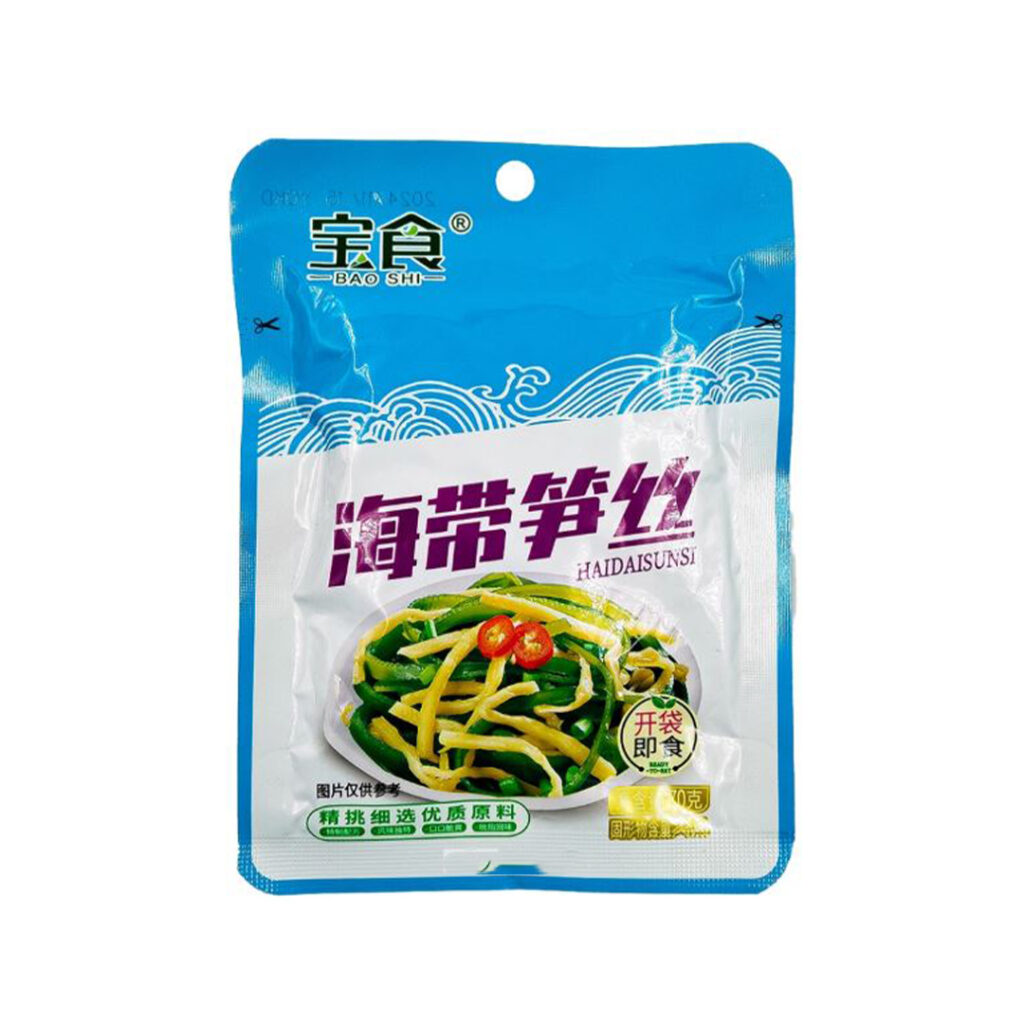 Побеги бамбука с морской капустой маринованные BAO SHI, пакет, 70 гр, Китай