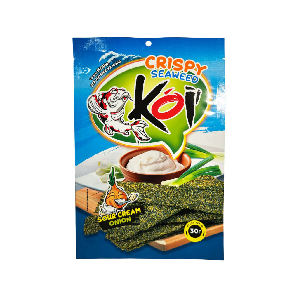 Чипсы из водорослей Сметана-лук Crispy Seaweed KOIi, пачка, 30 гр, 48 шт/упак, Россия