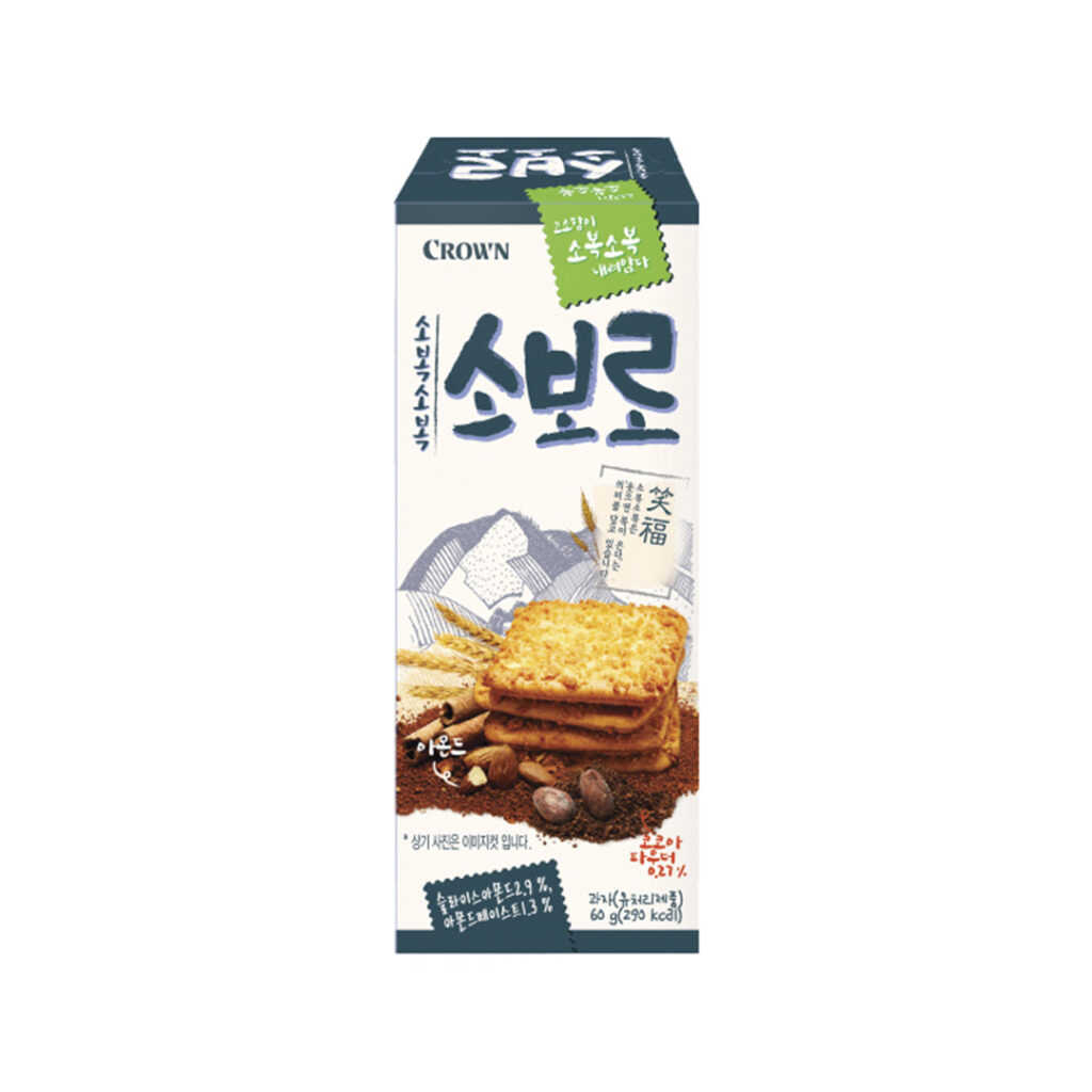 Крекеры пшеничные Soboro CROWN со вкусом миндаля, коробка, 60 гр, Корея