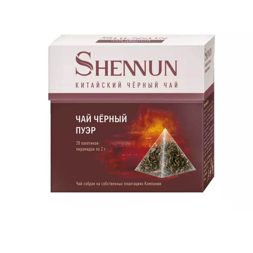 Чай черный Пузр пакетированный SHENNUN, 40 гр, 20 пирамидок, Китай