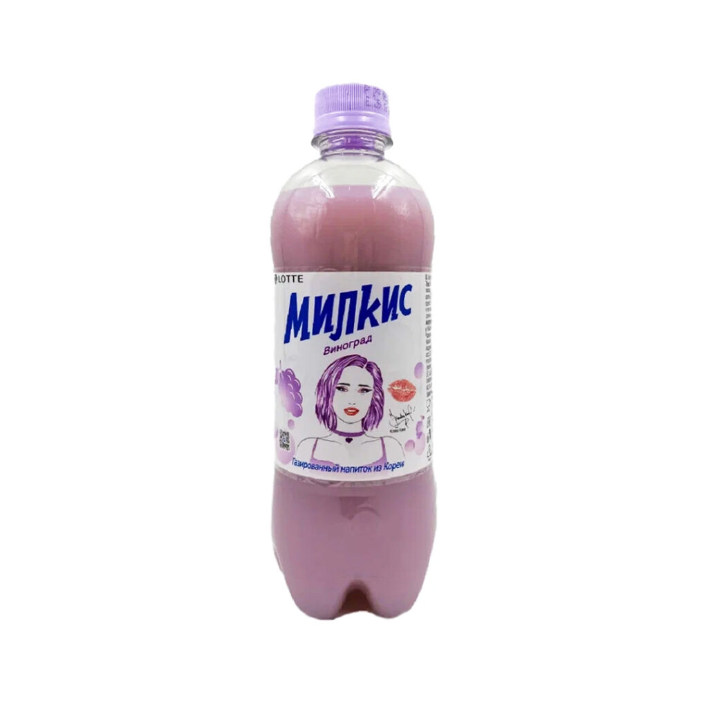 Лимонад Милкис Виноград газированный MILKIS, пласт/бут, 500 мл, Корея