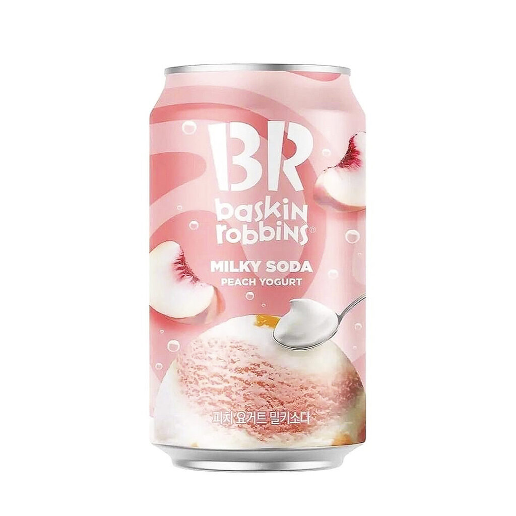 Лимонад Крем-сода Персик-йогурт молочный газированный BASKIN ROBBINS, ж/б, 350 мл, Корея