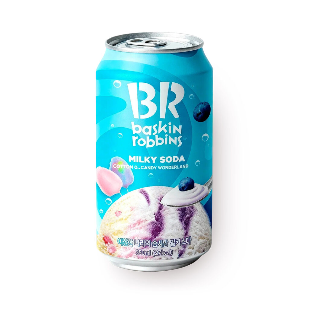 Лимонад Крем-сода Сахарная вата молочный газированный BASKIN ROBBINS, ж/б, 350 мл, Корея