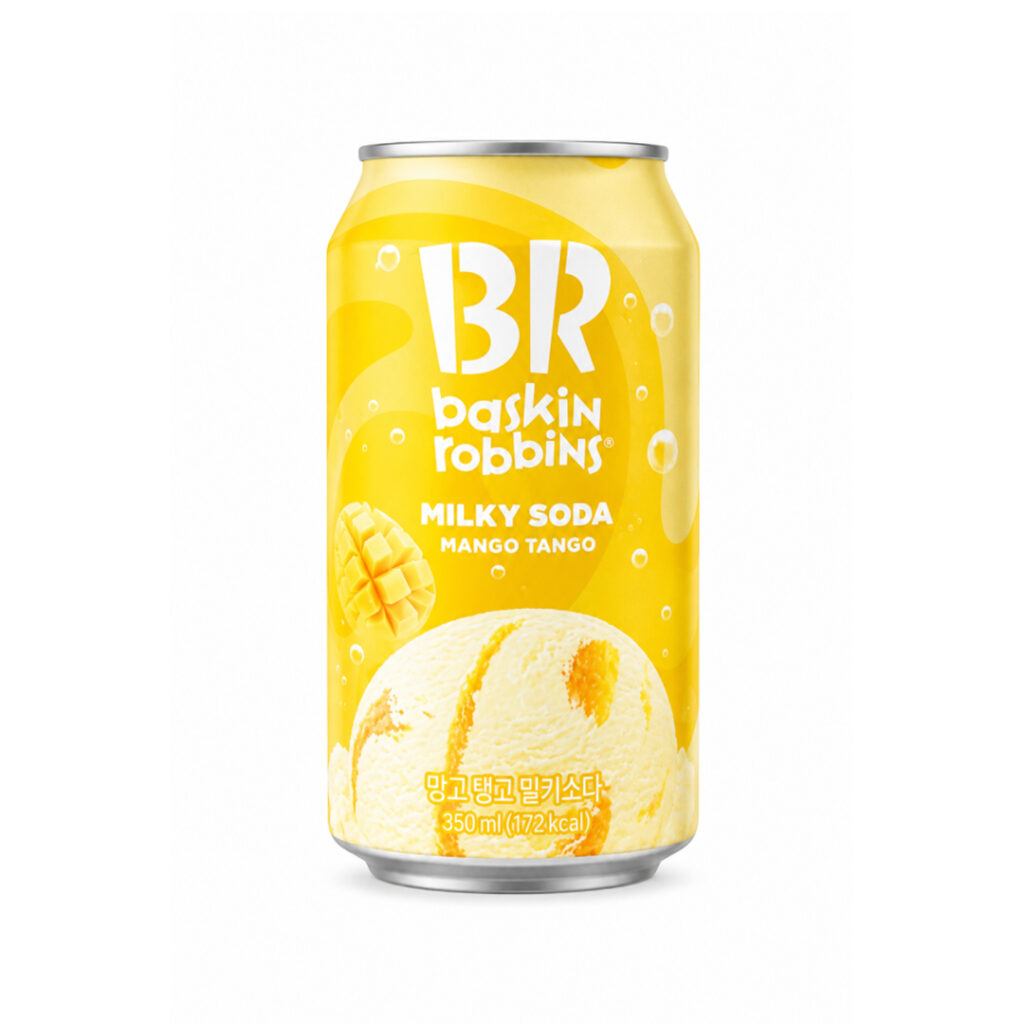 Лимонад Крем-сода Манго молочный газированный BASKIN ROBBINS, ж/б, 350 мл, Корея