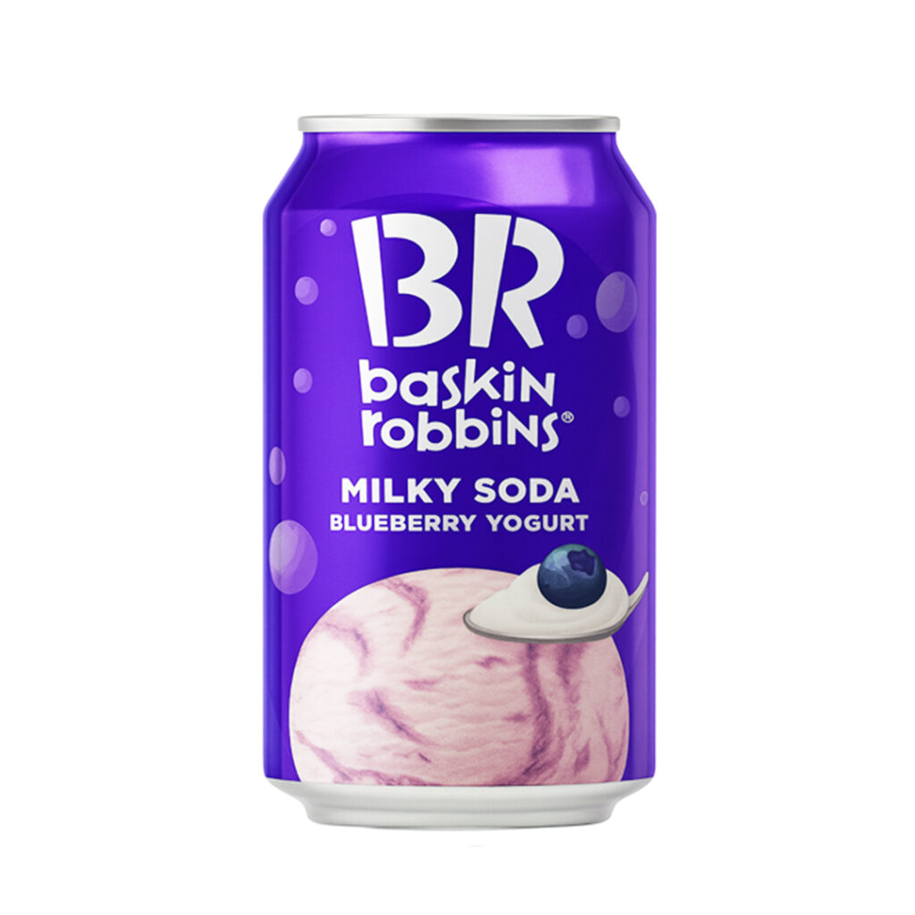 Лимонад Крем-сода Черника-йогурт молочный газированный BASKIN ROBBINS, ж/б, 350 мл, Корея