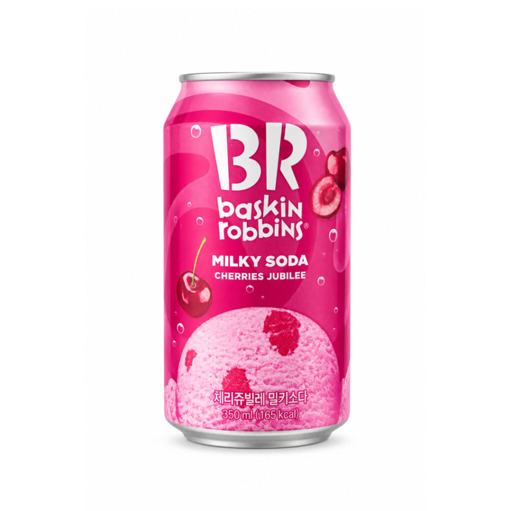 Лимонад Крем-сода Вишня молочный газированный BASKIN ROBBINS, ж/б, 350 мл, Корея