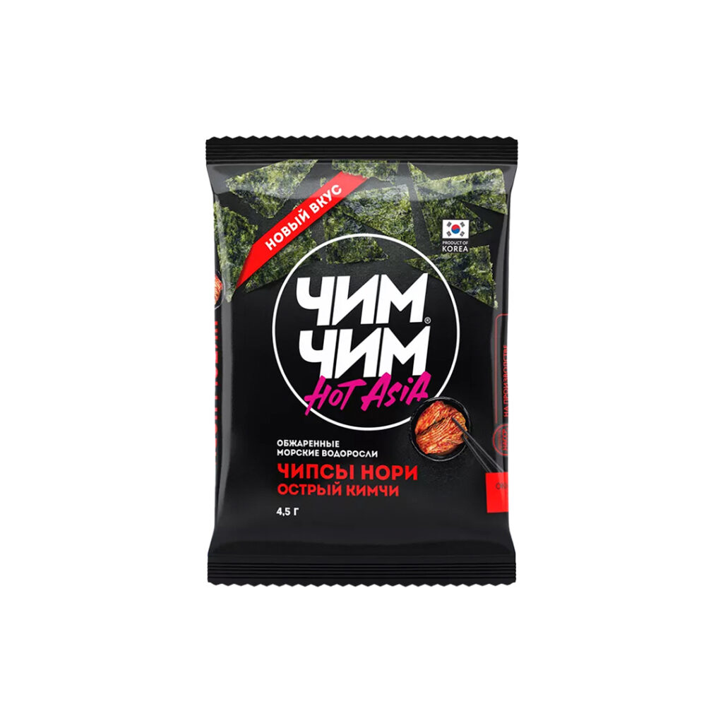 Чипсы из водорослей Кимчи ЧИМ-ЧИМ HOT ASIA, пачка, 4,5 гр, 72 шт/кор, Корея
