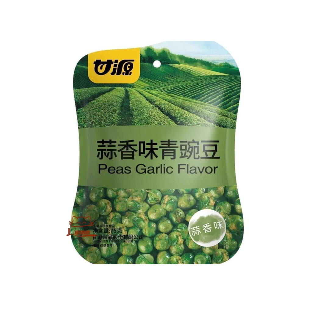 Снек Хрустящий зеленый горошек с чесночным вкусом GanYuan, пакет, 75г, Китай